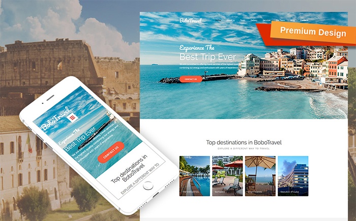 BoboTravel - Travel Premium Moto CMS 3 Template 