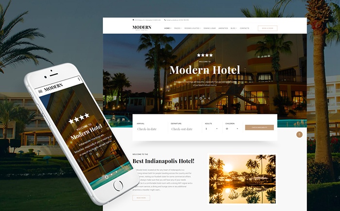 Modern - Hotel Woods Responsive Multipage Website Template 