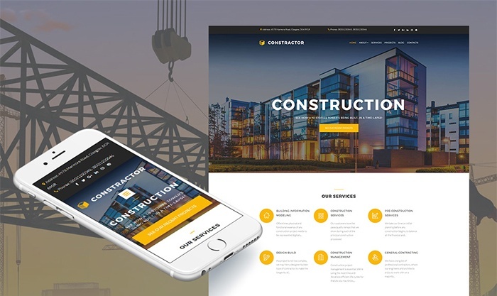 Construction Company Responsive Moto CMS 3 Template 